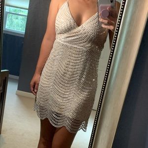 Lulu’s Lele White and Silver Sequin Mini Dress